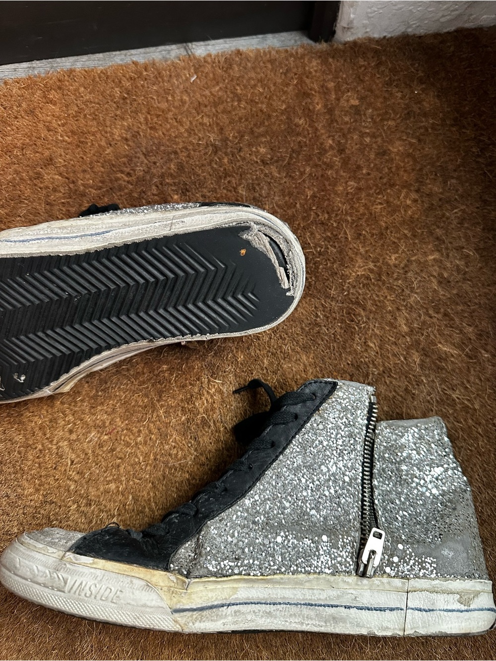 Golden Goose Slide Silver Glitter Black Star 40 - Picture 4 of 11